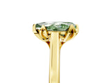 Yellow gold Fancy Green Pear Cut Diamond Solitaire Ring with Flower Prong Setting and Classic Band_41