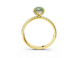 Yellow gold Fancy Green Pear Cut Diamond Solitaire Ring with Four-Prong Setting and Pavé Band_6