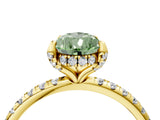 Yellow gold Fancy Green Pear Cut Diamond Solitaire Ring with Four-Prong Setting and Pavé Band_7