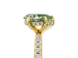 Yellow gold Fancy Green Pear Cut Diamond Solitaire Ring with Four-Prong Setting and Pavé Band_8