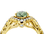 Yellow gold Fancy Green Pear Cut Diamond Solitaire Ring with Hidden Halo and Pavé Band_31