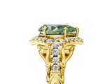 Yellow gold Fancy Green Pear Cut Diamond Solitaire Ring with Hidden Halo and Pavé Band_32