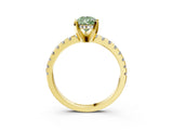 Yellow gold Fancy Green Pear Cut Diamond Solitaire Ring with Pavé Band and Four-Prong Setting_47