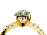 Yellow gold Fancy Green Pear Cut Diamond Solitaire Ring with Pavé Band and Four-Prong Setting_48