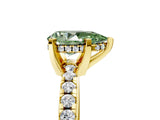 Yellow gold Fancy Green Pear Cut Diamond Solitaire Ring with Pavé Band and Four-Prong Setting_49
