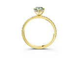 Yellow gold Fancy Green Pear Cut Diamond Solitaire Ring with Pavé Band and Hidden Halo_24