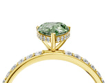 Yellow gold Fancy Green Pear Cut Diamond Solitaire Ring with Pavé Band and Hidden Halo_25