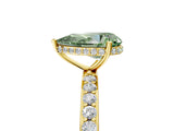 Yellow gold Fancy Green Pear Cut Diamond Solitaire Ring with Pavé Band and Hidden Halo_26