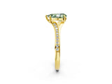 Yellow gold Fancy Green Pear Cut Diamond Solitaire Ring with Pavé Band and Prong Setting_14
