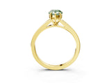 Yellow gold Fancy Green Pear Cut Diamond Solitaire Ring with Pavé Band and Prong Setting_15