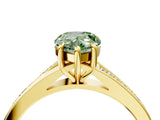 Yellow gold Fancy Green Pear Cut Diamond Solitaire Ring with Pavé Band and Prong Setting_16