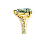 Yellow gold Fancy Green Pear Cut Diamond Solitaire Ring with Pavé Band and Prong Setting_17