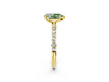 Yellow gold Fancy Green Pear Cut Diamond Solitaire Ring with Pave Band and Four Prong Setting_73