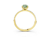 Yellow gold Fancy Green Pear Cut Diamond Solitaire Ring with Pave Band and Four Prong Setting_74