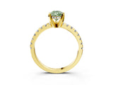 Yellow gold Fancy Green Pear Cut Diamond Solitaire Ring with Round  Pavé Band and Four-Prong Setting_39