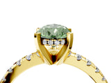 Yellow gold Fancy Green Pear Cut Diamond Solitaire Ring with Round  Pavé Band and Four-Prong Setting_40