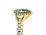 Yellow gold Fancy Green Pear Cut Diamond Solitaire Ring with Round  Pavé Band and Four-Prong Setting_41