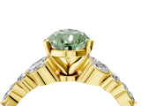 Yellow gold Fancy Green Pear Cut Diamond Solitaire Ring with Side Stones and Four-Prong Setting_60