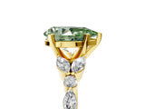 Yellow gold Fancy Green Pear Cut Diamond Solitaire Ring with Side Stones and Four-Prong Setting_61