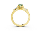 Yellow gold Fancy Green Pear  Cut Diamond Solitaire Ring with Tapered Baguette Accents and Four-Prong Setting_47
