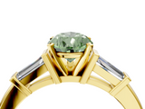 Yellow gold Fancy Green Pear  Cut Diamond Solitaire Ring with Tapered Baguette Accents and Four-Prong Setting_48