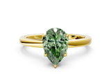 Yellow gold Fancy Green Pear Cut Diamond Solitaire Ring with Thin Band and Prong Setting_12