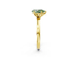 Yellow gold Fancy Green Pear Cut Diamond Solitaire Ring with Thin Band and Prong Setting_14
