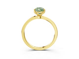Yellow gold Fancy Green Pear Cut Diamond Solitaire Ring with Thin Band and Prong Setting_15