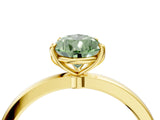 Yellow gold Fancy Green Pear Cut Diamond Solitaire Ring with Thin Band and Prong Setting_16