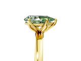 Yellow gold Fancy Green Pear Cut Diamond Solitaire Ring with Thin Band and Prong Setting_17