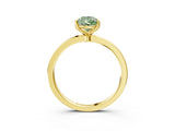 Yellow gold Fancy Green Pear Cut Diamond Solitaire Ring with Thin Band and Prong Setting_27