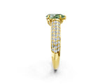 Yellow gold Fancy Green Pear Cut Diamond Solitaire Ring with Three-Row Pavé Band and Four-Prong Setting_39