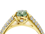 Yellow gold Fancy Green Pear Cut Diamond Solitaire Ring with Three-Row Pavé Band and Four-Prong Setting_41