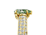 Yellow gold Fancy Green Pear Cut Diamond Solitaire Ring with Three-Row Pavé Band and Four-Prong Setting_42
