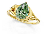 Yellow gold Fancy Green Pear Cut Diamond Solitaire Ring with Twist Band and Four-Prong Setting_72