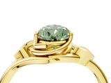 Yellow gold Fancy Green Pear Cut Diamond Solitaire Ring with Twist Band and Four-Prong Setting_75