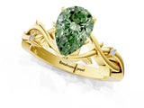 Yellow gold Fancy Green Pear Cut Diamond Solitaire Ring with Twisted Band and Prong Setting_221