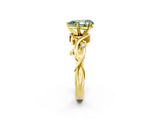 Yellow gold Fancy Green Pear Cut Diamond Solitaire Ring with Twisted Band and Prong Setting_222
