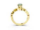 Yellow gold Fancy Green Pear Cut Diamond Solitaire Ring with Twisted Band and Prong Setting_223