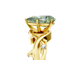 Yellow gold Fancy Green Pear Cut Diamond Solitaire Ring with Twisted Band and Prong Setting_225