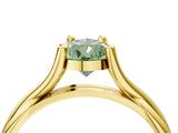 Yellow gold Fancy Green Pear Cut Diamond Solitaire Twist Band Prong Setting Ring_59