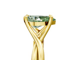 Yellow gold Fancy Green Pear Cut Diamond Solitaire Twist Band Prong Setting Ring_60