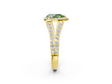 Yellow gold Fancy Green Pear Cut Diamond Split Shank Halo Ring with Four-Prong Setting_60