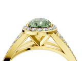 Yellow gold Fancy Green Pear Cut Diamond Split Shank Halo Ring with Four-Prong Setting_62