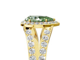Yellow gold Fancy Green Pear Cut Diamond Split Shank Halo Ring with Four-Prong Setting_63