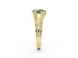 Yellow gold Fancy Green Pear Cut Diamond Split Shank Ring with Pavé Band and Four-Prong Setting_46