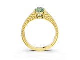 Yellow gold Fancy Green Pear Cut Diamond Split Shank Ring with Pavé Band and Four-Prong Setting_47