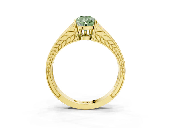Yellow Gold Pear-Shaped Pave Split Shank Engagement Ring Setting for Fancy Green Center