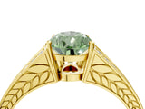 Yellow gold Fancy Green Pear Cut Diamond Split Shank Ring with Pavé Band and Four-Prong Setting_48