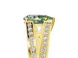Yellow gold Fancy Green Pear Cut Diamond Split Shank Ring with Pavé Band and Four-Prong Setting_49